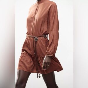 Zara NWT Woman SHORT OPENWORK DRESS WITH BELT Size S ref 3666/054 boho western